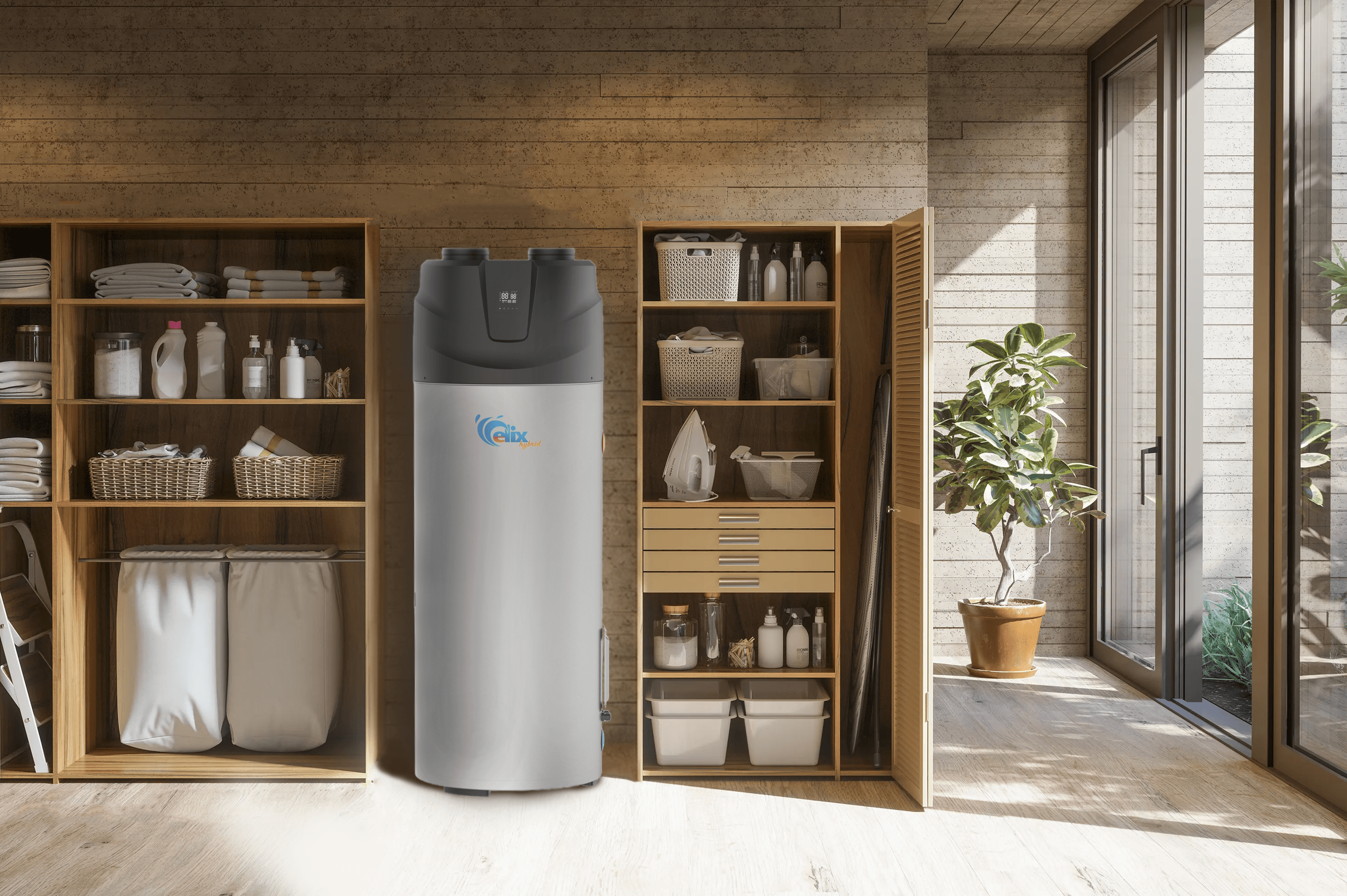 Elix heat pump installed on modern house